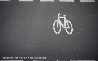 Fietspictogram op fietspad